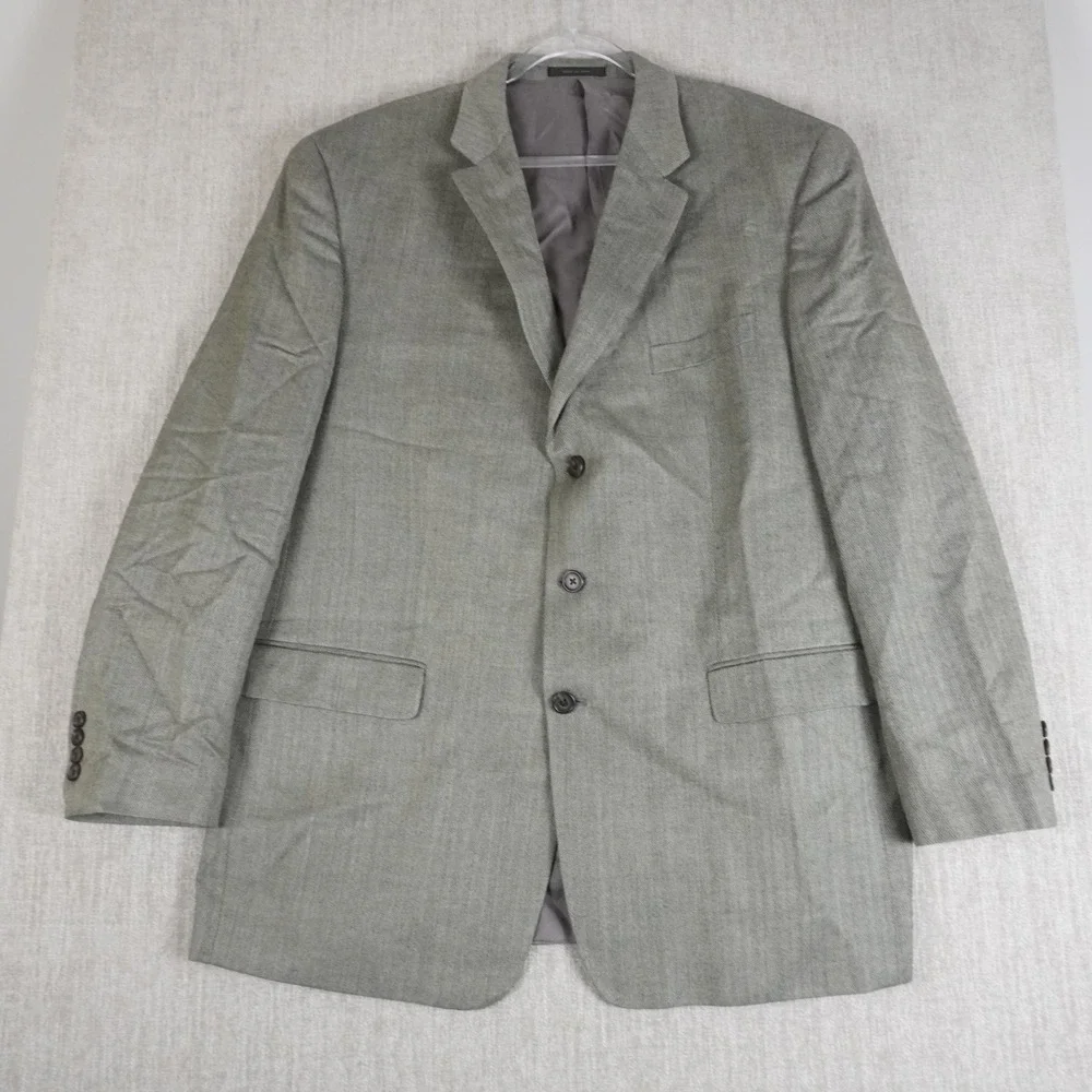 Lauren Ralph Lauren Blazer 48L Gray Herringbone Silk Wool Classic Sport Coat Men